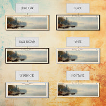 Carregar imagem no visualizador da galeria, Burt Lake Michigan Framed Canvas Print, Panoramic Lake House Decor, Wall Art, Travel Poster, Rustic Lake Painting, Nature Art
