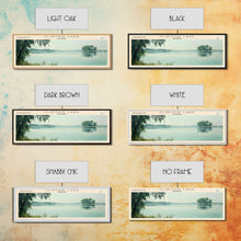 Load image into Gallery viewer, Clinton Lake Illinois Framed Canvas Print, Panoramic Lake House Decor, Wide Wall Art, Travel Poster, Rustic Lake Painting, Nature Art
