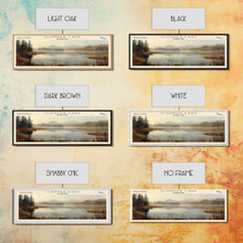 Cargar imagen en el visor de la galería, Cobbosseecontee Lake Maine Framed Canvas Print, Panoramic Lake House Decor, Wide Wall Art, Travel Poster, Rustic Lake Painting, Nature Art

