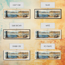 Load image into Gallery viewer, Cross Lake Louisiana Framed Canvas Print, Panoramic Lake House Decor, Wall Art, Travel Poster, Rustic Lake Painting, Nature Art
