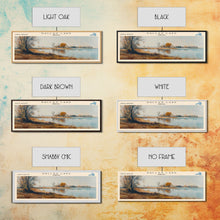 Load image into Gallery viewer, Dallas Lake Indiana Framed Canvas Print, Lake House Decor, Panoramic Wall Art, Travel Poster, Rustic Lake Painting, Home Decor
