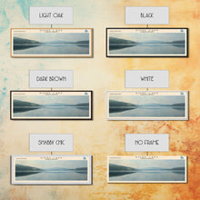 Load image into Gallery viewer, Dore Lake Framed Canvas Print, Lake House Decor, Panoramic Wall Art, Travel Poster, Rustic Lake Painting, Home Decor
