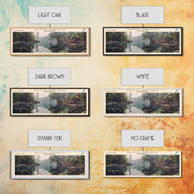 Load image into Gallery viewer, Dutch Springs Pennsylvania Framed Canvas Print, Lake House Art, Panoramic Wall Art, Travel Poster, Rustic Lake Painting, Home Decor
