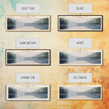 Load image into Gallery viewer, Ennadai Lake Framed Canvas Print, Lake House Decor, Panoramic Wall Art, Travel Poster, Rustic Lake Painting, Home Decor
