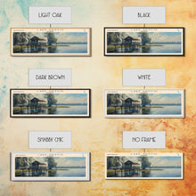 Cargar imagen en el visor de la galería, Lake Griffin Florida Framed Canvas Print, Lake House Decor, Panoramic Wall Art, Travel Poster, Beautiful Lake Painting, Nature Art
