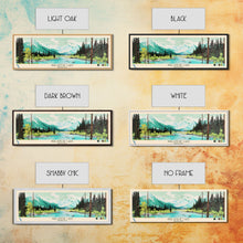 Carregar imagem no visualizador da galeria, Avalanche Lake Montana Framed Canvas Print, Panoramic Wall Art, Midcentury Modern, Pop Art, Travel Poster, Scenic Living Room Art

