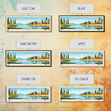Carregar imagem no visualizador da galeria, Big Trout Lake Ontario Framed Canvas Print, Panoramic Travel Poster, Midcentury Modern Wall Art, Pop Art, Nature Living Room Art, Lake House Decor
