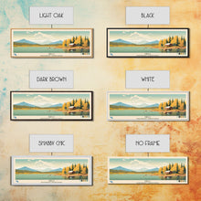 Carregar imagem no visualizador da galeria, Birch Northwest Territories Framed Canvas Print, Panoramic Wall Art, Midcentury Modern, Pop Art, Travel Poster, Scenic Living Room Decor, Lake House Art
