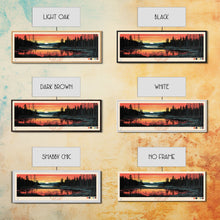 Load image into Gallery viewer, Black Lake New York Framed Canvas Print, Panoramic Wall Art, Midcentury Modern, Pop Art, Travel Poster, Scenic Living Room Art, Lake House Decor

