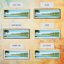 Load image into Gallery viewer, Blue Springs Lake Missouri Framed Canvas Print, Panoramic Wall Art, Midcentury Modern, Pop Art, Travel Poster, Scenic Living Room Art, Lake House Decor
