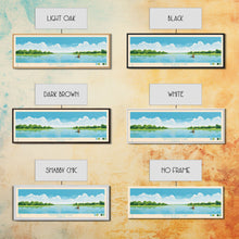 Carregar imagem no visualizador da galeria, Brookville Lake Indiana Framed Canvas Print, Midcentury Modern Panoramic Wall Art, Living Room Decor, Pop Art, Travel Poster Art, Nature Painting
