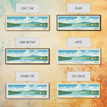 Carregar imagem no visualizador da galeria, Candlewood Lake Connecticut Framed Canvas Print, Pop Art Panoramic Travel Poster, Midcentury Modern, Wall Art, Scenic Nature Painting, Bedroom Decor
