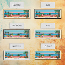 Cargar imagen en el visor de la galería, Christine Lake New Hamphire Framed Canvas Print, Pop Art Panoramic Travel Poster, Midcentury Modern, Wall Art, Scenic Nature Painting, Bedroom Decor, Living Room Art
