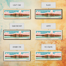Load image into Gallery viewer, Clinton Lake Illinois Framed Canvas Print, Midcentury Modern Panoramic Wall Art, Living Room Decor, Pop Art, Travel Poster Art, Scenic Nature Painting, Lake House Decor
