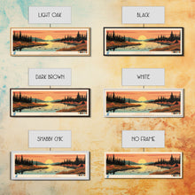 Cargar imagen en el visor de la galería, Colville Lake Northwest Territories Framed Canvas Print, Pop Art Panoramic Travel Poster, Bedroom Decor, Midcentury Modern, Wall Art, Scenic Lake House, Nature Art
