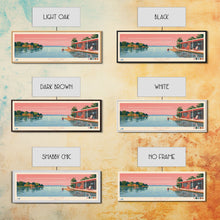 Load image into Gallery viewer, Dallas Lake Indiana Framed Canvas Print, Midcentury Modern Panoramic Wall Art, Bedroom Decor, Pop Art, Travel Poster Art, Scenic Nature Painting
