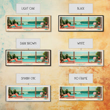 Load image into Gallery viewer, DeQueen Lake Arkansas Framed Canvas Print, Midcentury Modern Panoramic Wall Art, Living Room Decor, Pop Art, Travel Poster Art, Scenic Nature Painting
