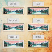 Load image into Gallery viewer, Diablo Lake Washington Framed Canvas Print, Midcentury Modern Panoramic Wall Art, Bedroom Decor, Pop Art, Travel Poster Art, Scenic Nature Painting
