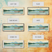 Load image into Gallery viewer, Echoing Lake Ontario Framed Canvas Print, Panoramic Art, Midcentury Modern, Pop Art, Bedroom Decor, Travel Poster, Lake View
