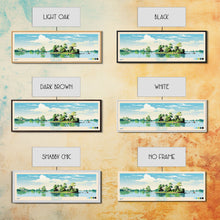 Load image into Gallery viewer, Enid Lake Mississippi Framed Canvas Print, Panoramic Art, Midcentury Modern, Pop Art, Living Room Decor, Travel Poster, Lake Painting
