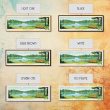 Carregar imagem no visualizador da galeria, Farrington Lake New Jersey Framed Canvas Print, Panoramic Art, Midcentury Modern, Pop Art, Living Room Wall Art, Travel Poster, Nature Art, Home Decor
