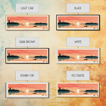 Cargar imagen en el visor de la galería, Findley Lake Ohio Framed Canvas Print, Panoramic Wall Art, Midcentury Modern, Pop Art, Bedroom Decor, Travel Poster, Nature Art, Artistic Decor
