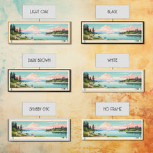 Cargar imagen en el visor de la galería, Flathead Lake Montana Framed Canvas Print, Panoramic Art, Midcentury Modern, Pop Art, Living Room Wall Art, Travel Poster, Lake View, Home Decor
