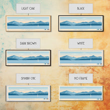 Load image into Gallery viewer, Lake Memphremagog Vermont Framed Canvas Print, Panoramic Wall Art, Midcentury Modern, Pop Art, Bedroom Art, Travel Poster, Lake House Decor
