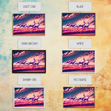 Load image into Gallery viewer, Herd of African Gazelles, vaporwave art, synthwave aesthetic nature print, framed canvas print
