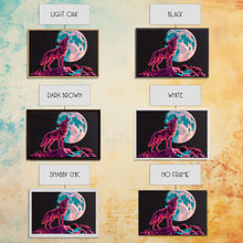 Load image into Gallery viewer, Howl at the moon, wolf art, framed canvas print, synthwave / vaporwave art
