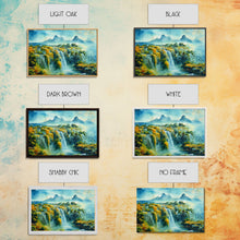 Load image into Gallery viewer, Water color painting of beautiful waterfalls, framed canvas print
