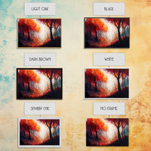 Load image into Gallery viewer, Autumn in the forest, orange and red leaves, framed canvas print, watercolor painting print on canvas, colorful wall art
