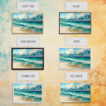 Load image into Gallery viewer, framed emerald green ocean art, beach wall art, framed wall art, living room wall decor, abstract landscape art, framed canvas print
