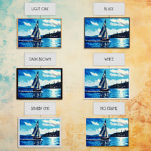 Load image into Gallery viewer, Blue Sky and Blue Sea There&#39;s Nothing Else For Me, Framed Canvas Print, Oil Painting Style, Sailing / Sail Boat Art
