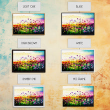 Load image into Gallery viewer, Field Of Rainbow Colored Wild Flowers, Watercolor, Framed Canvas Print, Original Art, Large Format Art, huge living room art
