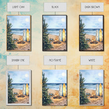 Cargar imagen en el visor de la galería, Christmas At The Beach, Framed Canvas Print, Christmas Decor, Christmas Art, Christmas Art Prints, Tropical Christmas, Beach House Art
