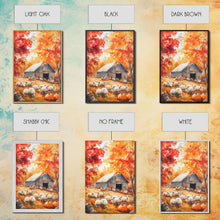 Load image into Gallery viewer, The Sheep Farm In Fall Framed Canvas Print, Farmhouse Decor, Boho Painting Wall Art
