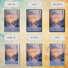 Load image into Gallery viewer, Cozy Neighborhood Christmas Evening with Snowmen and Festive Lights, Perfect for Framed Canvas Print and Holiday Wall Art
