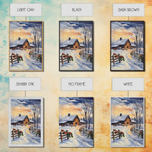 Cargar imagen en el visor de la galería, Christmas On The Farm, Winter Wall Art Framed Canvas Print, Gift Idea, Seasonal Decor, Barn Painting, Farmhouse Art
