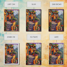 Carregar imagem no visualizador da galeria, Framed Canvas Print Tall Art Mexican Style Scenic Steps Lined With Colorful Flowers And Architecture
