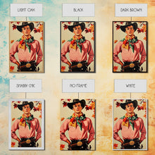 Load image into Gallery viewer, Cowboy Christmas Wall Art Canvas Print with Autumn Leaves, Seasonal Holiday Decor and Gift Idea 2024
