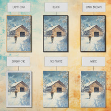 Load image into Gallery viewer, Cowboy Walking in Snow Scene Framed Canvas Print - Moody Landscape Art for Winter Home Decor 2024 Rustic Winter Wall Art
