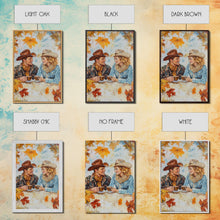 Load image into Gallery viewer, Cowboy and Cowgirl Fall Scene Framed Canvas Print - 2024 Rustic Autumn Love Country Art Gift Idea Fall Wall Decor
