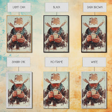 Load image into Gallery viewer, Cowboy Riding Horse in Winter Forest Framed Canvas Print - Moody Winter Landscape Art Perfect 2024 Christmas Home Decor
