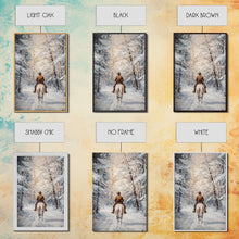 Cargar imagen en el visor de la galería, Cowboy by Window with Coffee Framed Canvas Print - Cozy Christmas Wall Art 2024 Rustic Holiday Decor and Gift Idea
