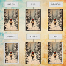 Load image into Gallery viewer, Cowboy on Horseback in Golden Autumn Trees Framed Canvas Print Rustic Christmas Wall Art Fall Decor Country Christmas Gift Seasonal Wall Art
