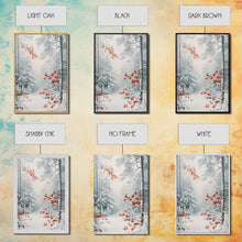 Carregar imagem no visualizador da galeria, Canvas Print of Winter Wonderland with Red Leaves in Snow, Winter Wall Art, Best Gift Idea, Moody Landscape, Christmas Home Decor
