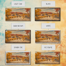 Load image into Gallery viewer, Framed Canvas Print Autumn Cowboy Riders in Fall Colors, Perfect Autumn Decor, Rustic Western Wall Art, and Seasonal Fall Wall Print
