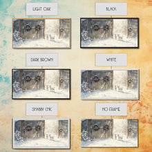 Cargar imagen en el visor de la galería, Christmas decor farmhouse Framed Canvas Print snowy barn Christmas scene holiday wall art best gift Christmas decor Christmas tree art 2024
