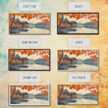 Carregar imagem no visualizador da galeria, Autumn Japanese Lake House Canvas Print | Fall Wall Art Home Decor | Seasonal Fall Art | Gift Idea | 2024 Autumn Home Wall Art
